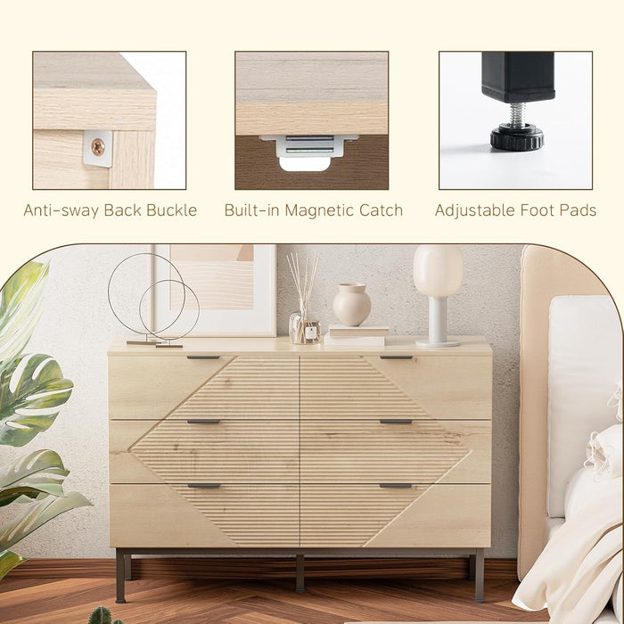 Espresso 6 Drawer Dresser With FarmhouseStyle Wood