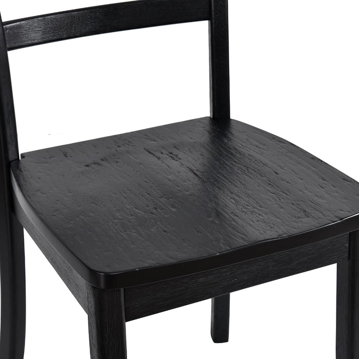 Black Wooden Dining Chairs Set of 2,Ladder Back Kitchen Chairs