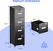 4 Drawer Metal File Cabinet with Lock, Mobile Heavy Duty Steel Filing Cabinet with Full Extension Rails, for Office Workspaces, Letter Legal Size, Black, Assembly Required
