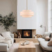 NineteenPointSevenInch Drum Chandelier Antique Gold Linen