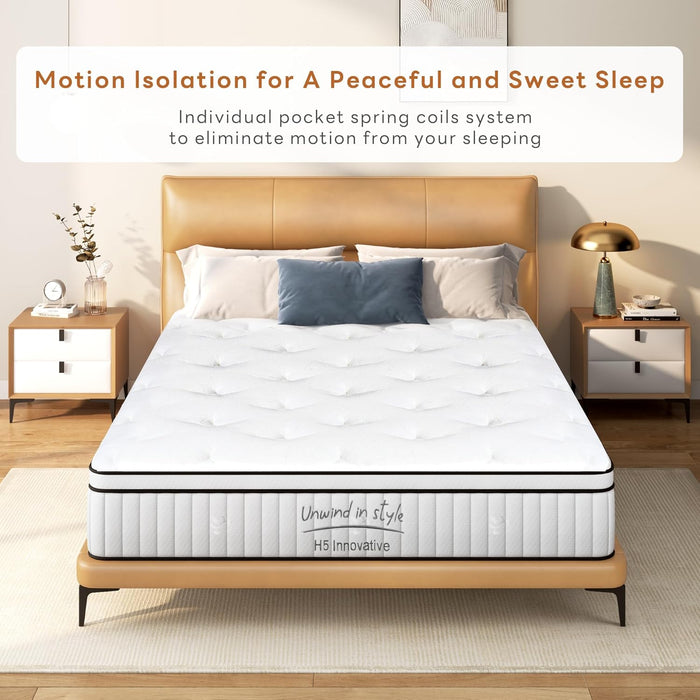 10 Inch Hybrid Mattress Queen Size,Medium Firm Mattress with Memory Foam and Pocket Springs,Breathable Cover 10 Inch Queen Bed Queen Mattress in a Box,60"X80"X10"