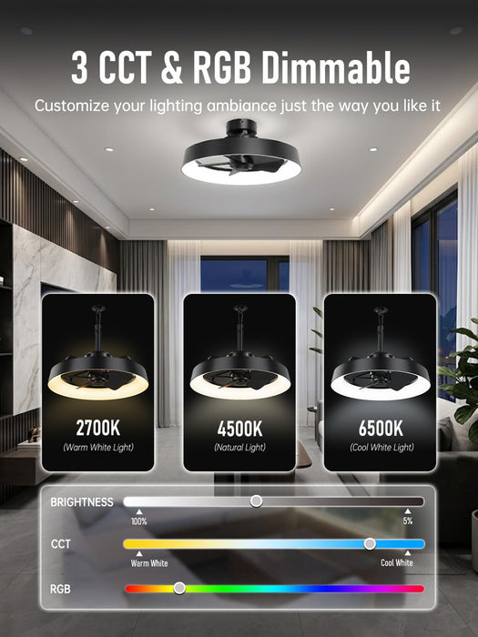 Indoor & Outdoor Ceiling Fans for Patios with Rgb Light,3-Way Installation