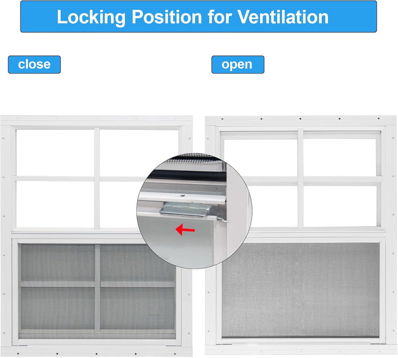 2 Pack Shed Window, 12 X 18 Flush Mount Window with Tempered Glass and Fiberglass Screen for Shed, Chicken Coop, Playhouse, Household, Garage