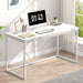 White Computer Desk, Modern Home Office Desk, Small Wood Study Writing Table Workstation for Bedroom Living Room, 47 Inch