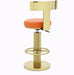 Counter Height Bar Stools with Back, Modern Adjustable Height Barstools Swivel Bar Chair with Polished Gold Stainless Steel Legs for Kitchen Island Counter Living Room Coffee Shop (Orange)