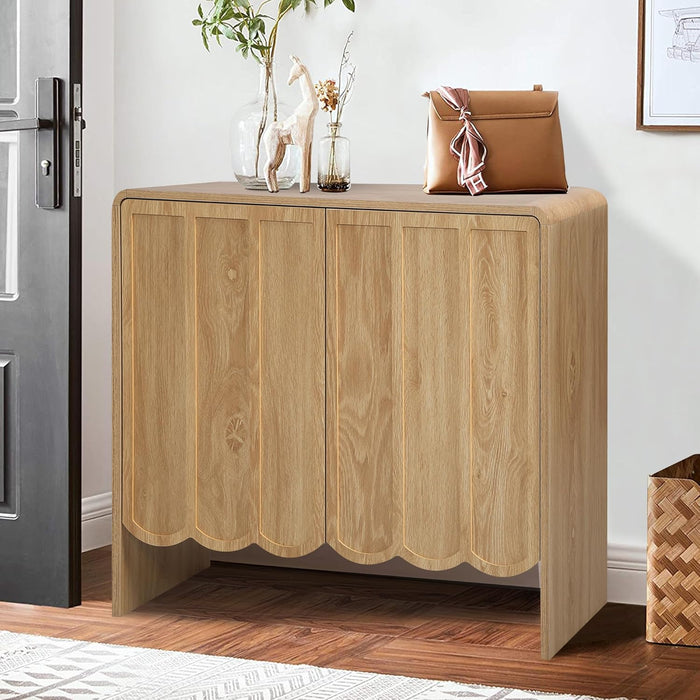 Natural Woodgrain Two Door Adjustable Sideboard Cabinet