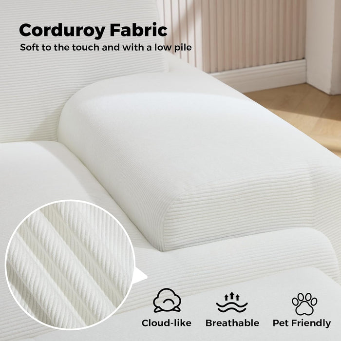 160 Inch White Corduroy Modular Sectional Sofa Set