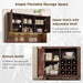 72 Inch WalnutFinish Wine Cabinet Illuminating Display