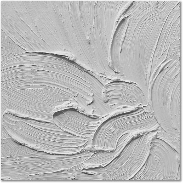 Hand Painted White Canvas Wall Art, 20X20 Inches Abstract Thick Textured Painting, Plaster Wall Art