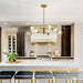 8-Light Globe Sputnik Chandelier Modern Gold Sputnik Chandelier Mid Century Globe Pendant Light Brushed Brass Finished with Clear Glass Lampshade Chandeliers for Kitchen Bedroom