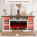 Farmhouse Fireplace TV Stand up to 80" Tvs, 70" Modern Highboy Entertainment Center with 36" Electric Fireplace & LED Lights, Media Console with Adjustable Shelves for Living Room, Antique White