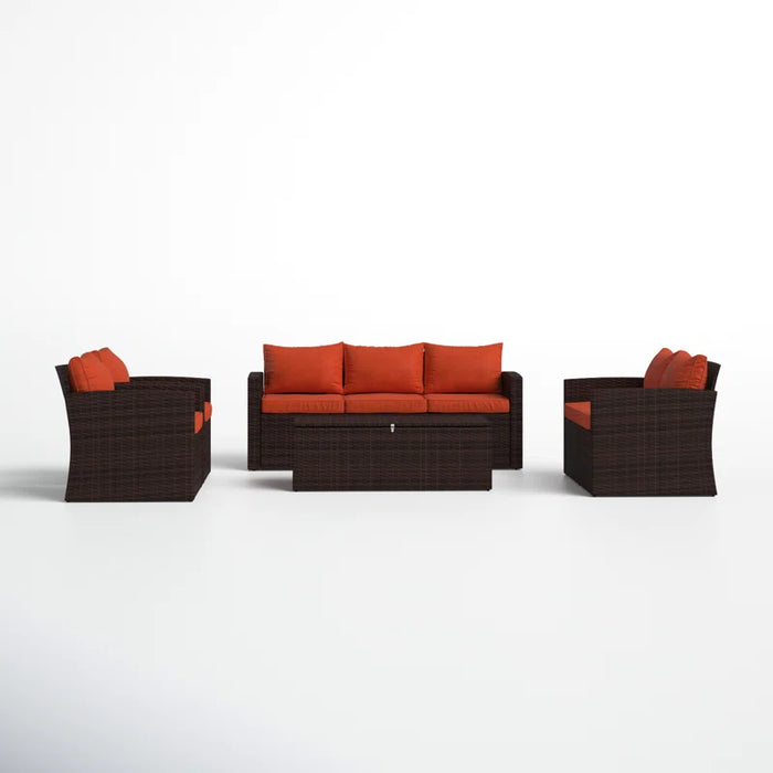 Arlington Outdoor Wicker 7 Person Seating Group with Cushions & Storage