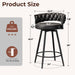 26" Counter Height Bar Stools Set of 3, Premium Faux Leather Barstools | Upholstered 360°Swivel Bar Chairs with Woven Backs Support & Heavy Duty Metal Legs for Kitchen Counter, Easy Assembly, Black