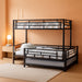Metal Twin Size Triple Bunk Bed with Trundle for 4, Bunk Beds with 2 Ladders & Guardrails, Convertible to 3 Separate Beds for Kids Teens, Space-Saving, Black