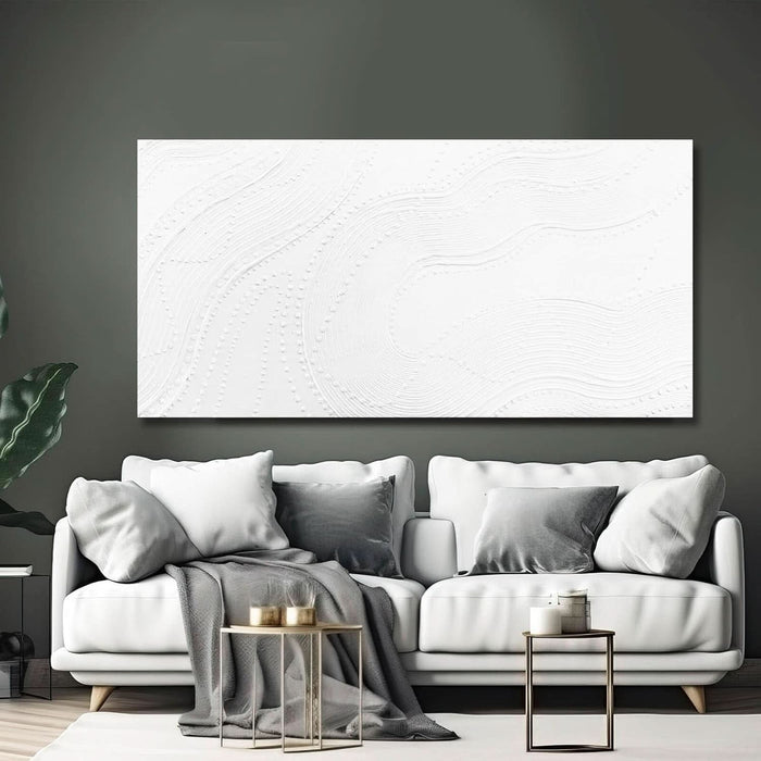 White Abstract Canvas Wall Art for Living Room Minimalist Home Decor Textured Wall Decor Line Art Oil Painting for Bedroom Dining Room 24X48 Inch