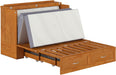 Hamilton Full Murphy Bed Chest with Mattress, Storage, and Built-In Charger in Light Toffee
