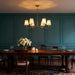 36-Inch Goldtone Brass Chandelier With Fabric Shade