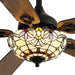52" Tiffany Style Ceiling Fans with Lights, Red Dot, Black