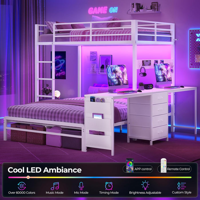 Twin Over Full IndustrialSteel Bunk Bed BrilliantWhite
