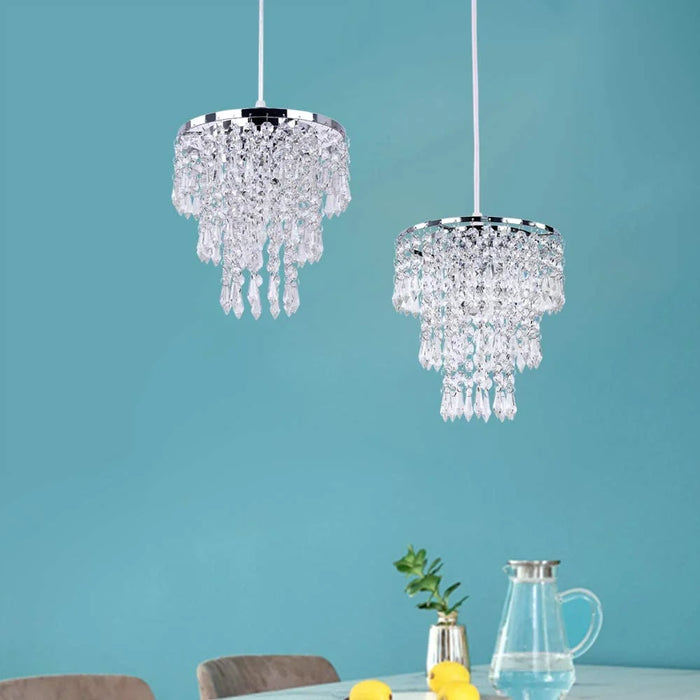 Mini Crystal Chandelier Fixture, Flush Mount Ceiling Light Crystal Pendant Light