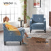 Navy Blue Chenille Mid Century Upholstered Armchair