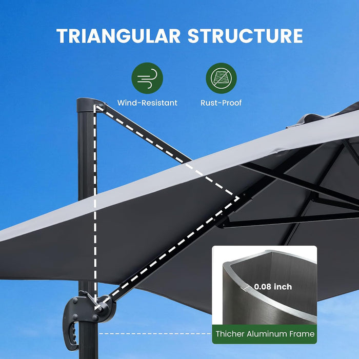 9' X 12'FT Cantilever Offset Outdoor Patio Umbrella with Base