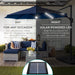10Ft Solar LED Cantilever Patio Umbrella, 360-Degree Rotation Hanging Offset Market Outdoor Sun Shade for Backyard, Deck, Poolside W/Lights, Easy Tilt, Cross Base - Navy Blue