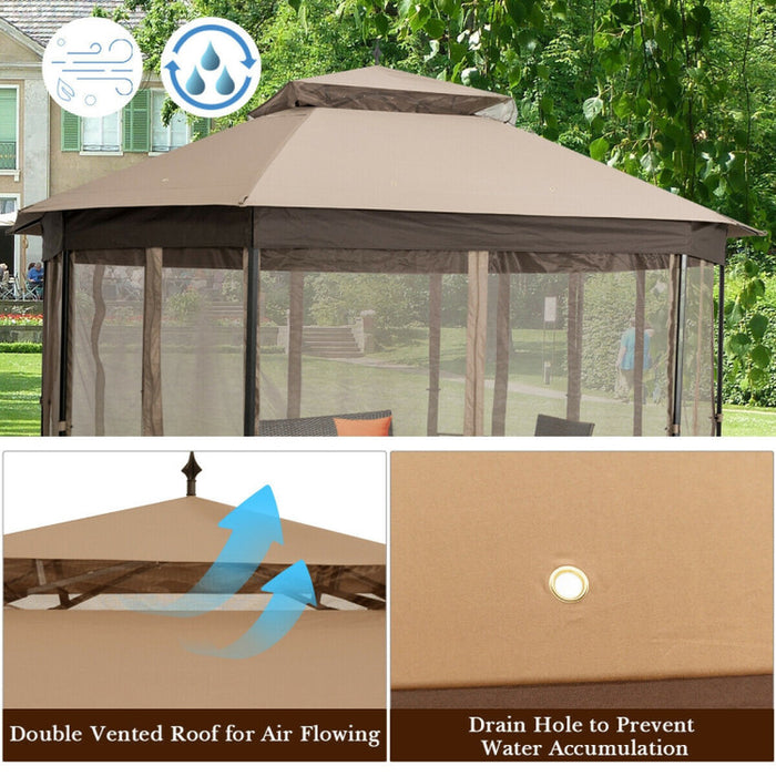 10’X 12’ Octagonal Patio Gazebo with Mosquito Net