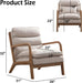 Mid Century Modern Accent Chair with Wood Frame, Upholstered Reading Armchair with Waist Cushion, Double Padded Accent Chair, Side Chair for Living Room Bedroom Office, Easy Assembly, Beige