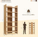 72" Bookcase Open Display Storage Organizer, Modern Bookshelf，Natural