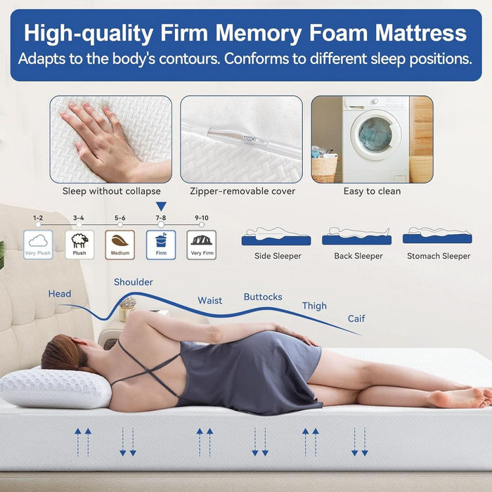 Short Queen 10 Inch RV Mattress with Tencel Cover, Premier Cooling Green Tea/Gel Memory Foam Mattresses for Camper/Truck/Trailer, Firm-Mattress Support for Back Pain, Certipur-Us, 75'' X 60''