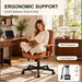 PU Leather Office Chair with Lumbar Support, Removable Arms, Brown