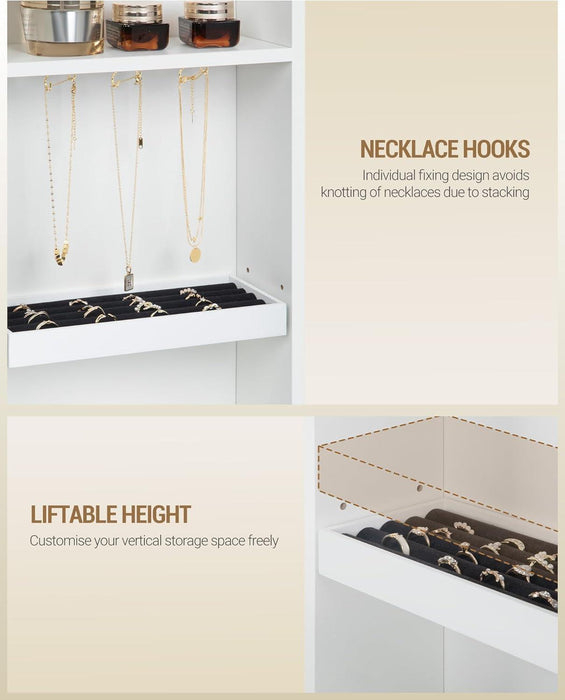 Vanity Desk with Mirror, Makeup Vanity with RGB Led Lights,Dressing Table with Power Strip,8 Drawers & 8 Storage Shelves, 47.2Inch Desktop, Modern, White