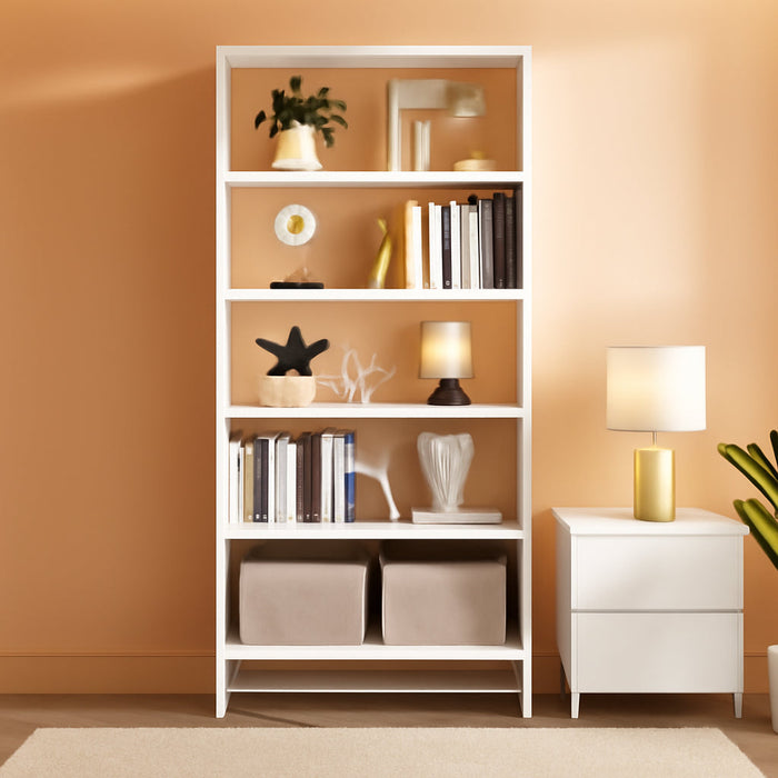 Tall Bookcase and Bookshelf, 70.8” Large Bookcases Organizer with 5-Tier Storage Shelves, Heavy Duty Free-Standing Library Bookshelf Shelving Unit for Living Room, Bedroom, Office (White)