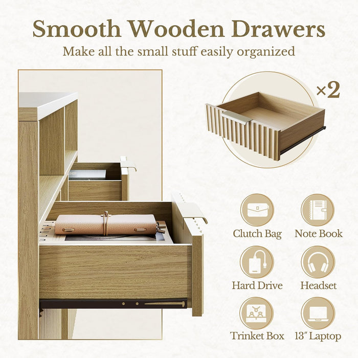 4 Drawer Fluted File Cabinet with Lock for Home Office