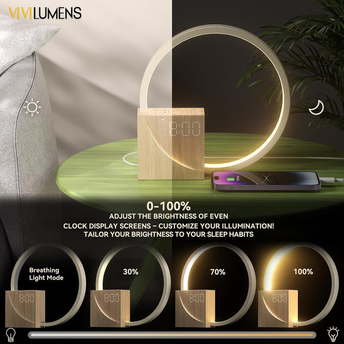 Sunrise Alarm Clock for Heavy Sleepers Adults, Wake-Up Light, Sleep Aid 10 White Noise Sound Machines with 30/60/90 Timer, 3 Level Dimmable Touch Table Lamp with Snooze USB Charger Port