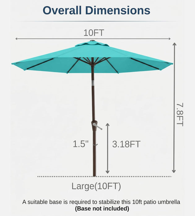 10FT Patio Umbrella, Outdoor Umbrella with Push Button Tilt and Crank, 8 Sturdy Ribs, UV Protection & Waterproof Market Umbrella for Pool, Backyard, Beach,Deck