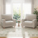 Oversized Mid Century Armchair Cupholder Beige Upholstered