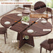 Extendable Dining Table, round Kitchen Dining Room Dinner Table with for 4 6 8 People, Space Saving Modern Oval Expandale Furniture with Storage and Pedestal for Kitchen Living Room (Brown)