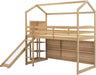 Twin EngineeredWood Loft Bed With Slide StorageShelves