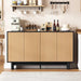 Natural Fluted Cabinet With Adjustable Shelves Storage