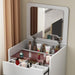 3 in 1 Vanity Desk with Plip Top Mirror and Lights, 18.9" Small Make up Vanity Set with Visible Glass Desktop,Compact Makeup Vanity with 3 Drawers,Dressing Table for Bedroom,White
