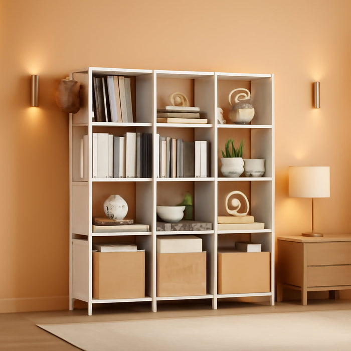 Book Shelf, 12 Cube Storage Organizer, Closet Storage Organizer, White Cubicle Storage Rack