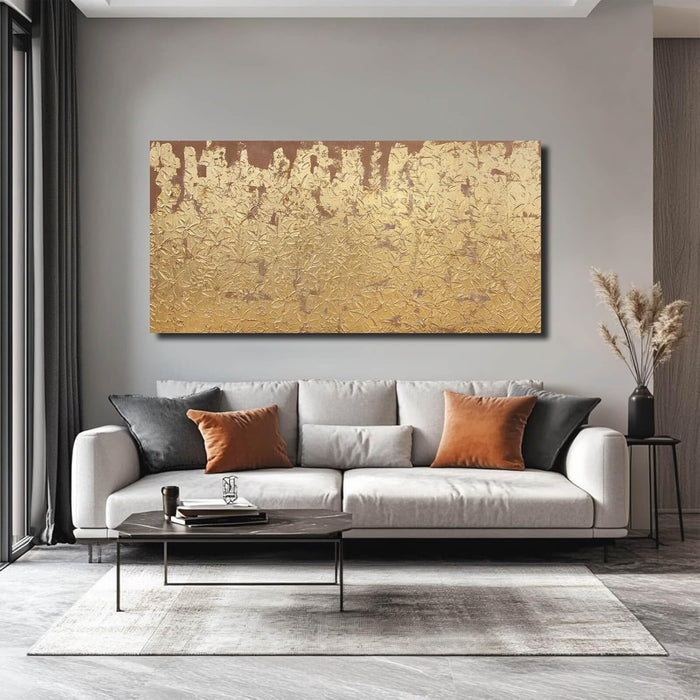 Modern Canvas Wall Art Wall Decorations for Bedroom Floral Wall Painting 24"X48" Gold Foil Hand Painted Pictures for Kitchen