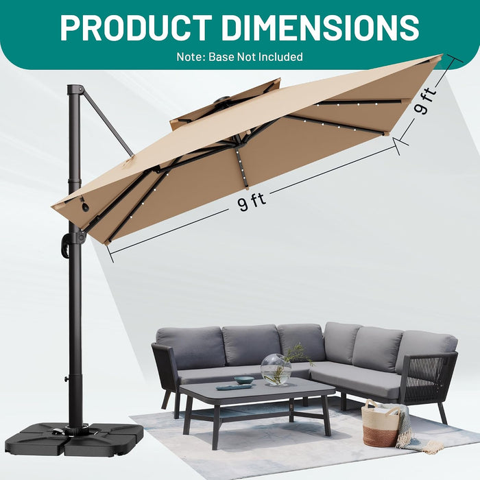 Cantilever Patio Umbrella with Solor Lights