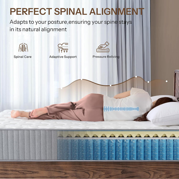 Serene 10 Inch King Hybrid Mattress, Premium Cooling Gel Memory Foam & Pocketed Coils for Spine Alignment & Pressure Relief, Medium Firm Feel, Fiberglass-Free, Certipur-Us Certified, Made in USA