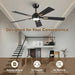 52 Inch Ceiling Fan with Lights and Remote, DC Motor Quiet 6-Speed Reversible Fan, Dimmable LED 3000K/4000K/6000K, Smart APP Control, Modern Black & Gold Ceiling Fan for Bedroom Living Room