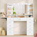 SnowWhite Vanity Desk With Foldable Extended Desktop