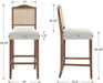 30 Inch Counter Height Stools Set of 2 Rattan Farmhouse Barstools Mid Century Modern Bar Chairs Upholstered Kitchen Bar Stools with Wood Legs for Island/Dining Room, Linen Beige