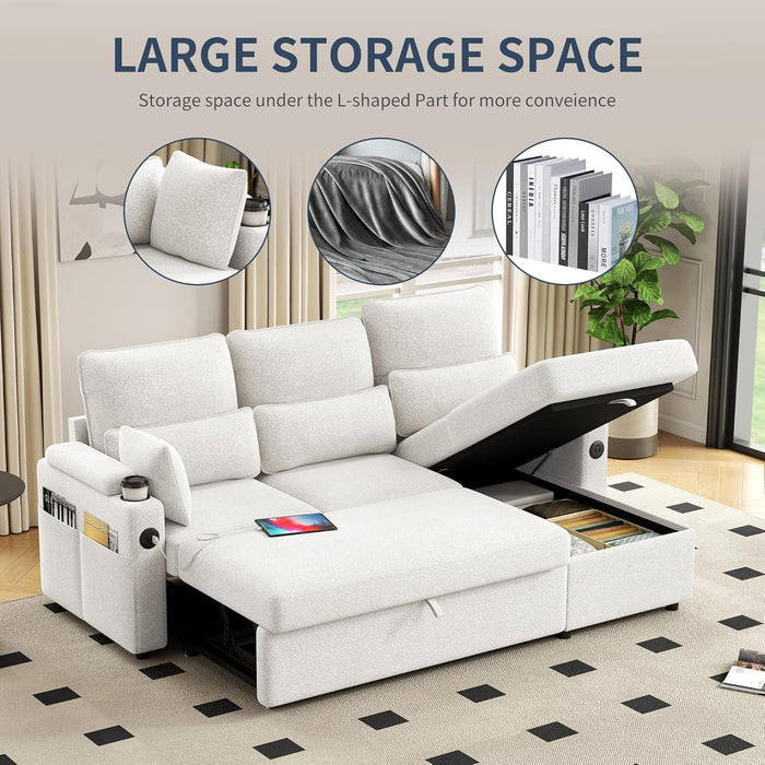 81-Inch L-Shaped CornerStorageUnit Deluxe Sectional SofaBed